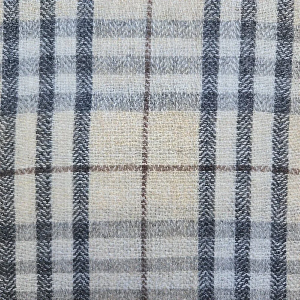 NWOT Cashmere Scarf Tan Plaid Nepal Open Weave Detail at Ends